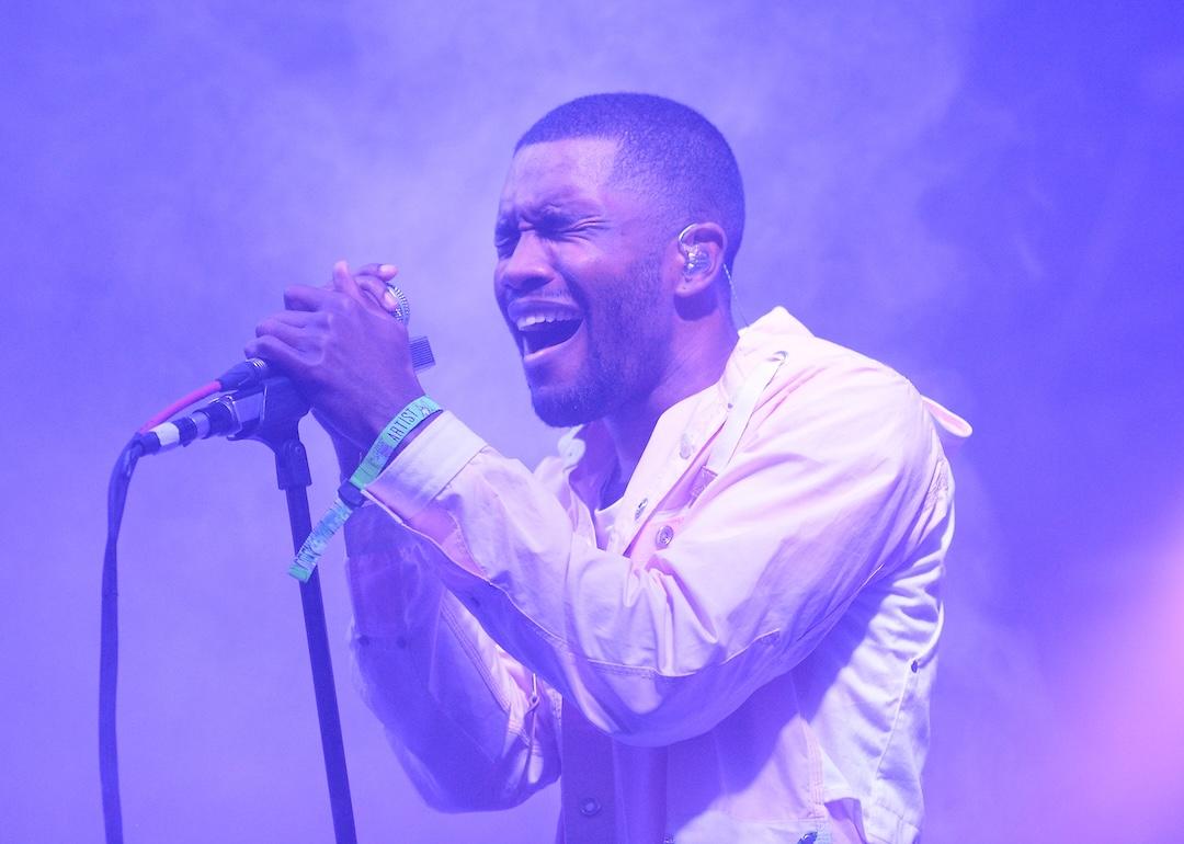 Frank Ocean performs during the Bonnaroo Music & Arts Festival in Manchester, Tennessee, on June 14, 2014.