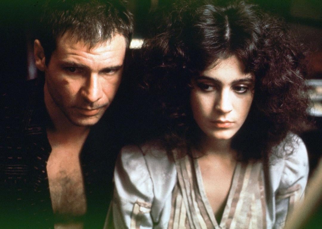 Harrison Ford and Sean Young on the set of "Blade Runner," directed by Ridley Scott.