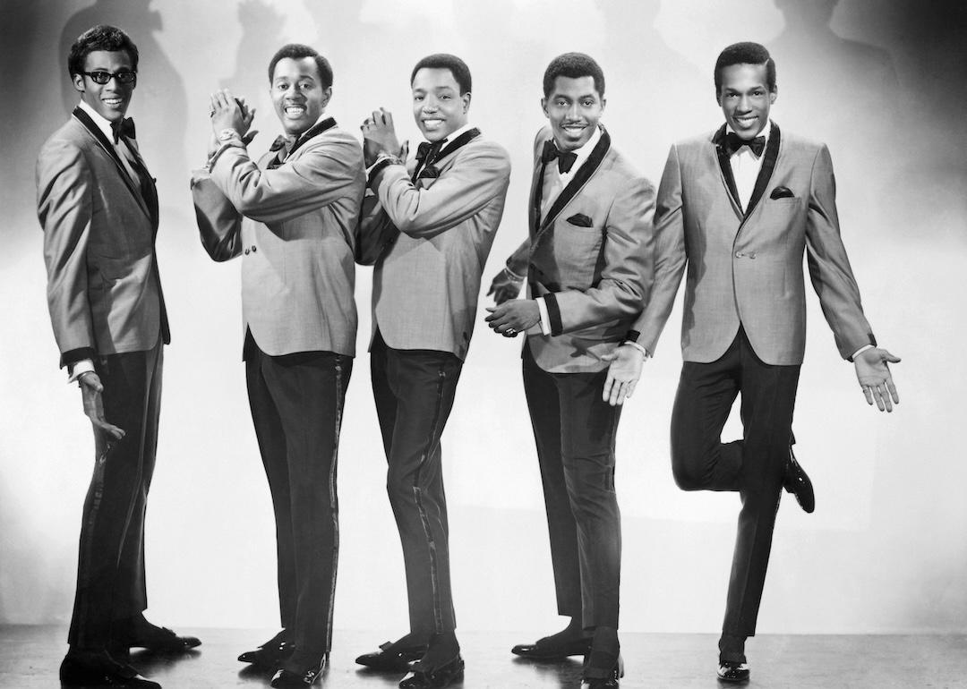 David Ruffin, Melvin Franklin, Paul Williams, Otis Williams, and Eddie Kendricks of “The Temptations” pose for a portrait in New York City in 1965.