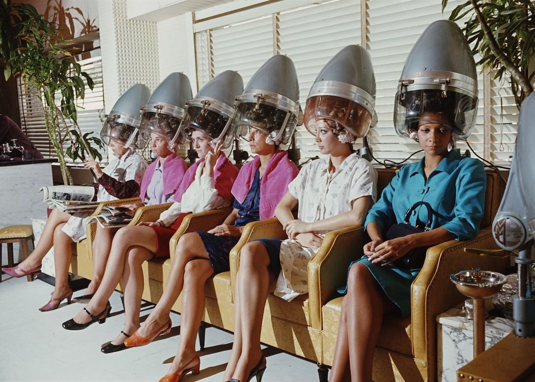 A group of women in a hair salon in Brazil, circa 1960. 