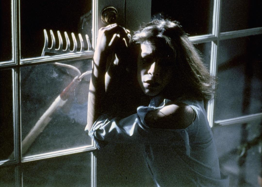 Jamie Lee Curtis on the set of Halloween, written and directed by John Carpenter.