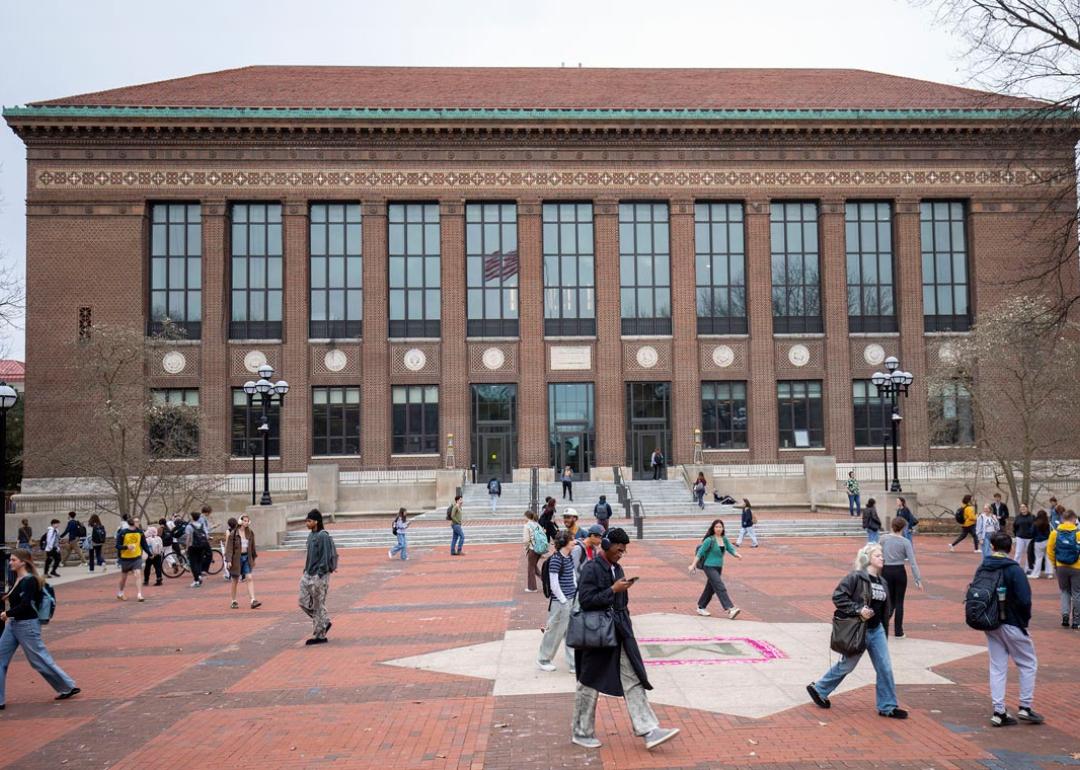 Students walking on the University of Michigan campus