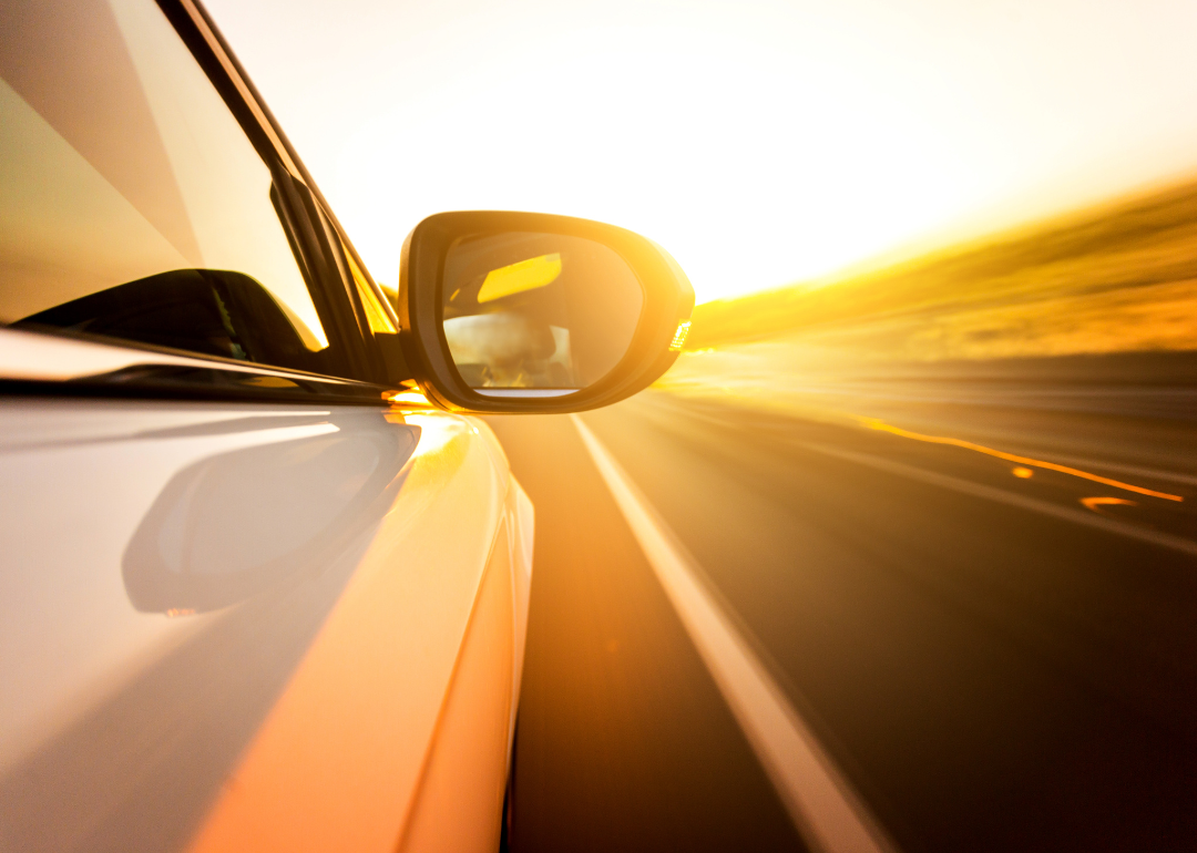 A car speeding down the highway.