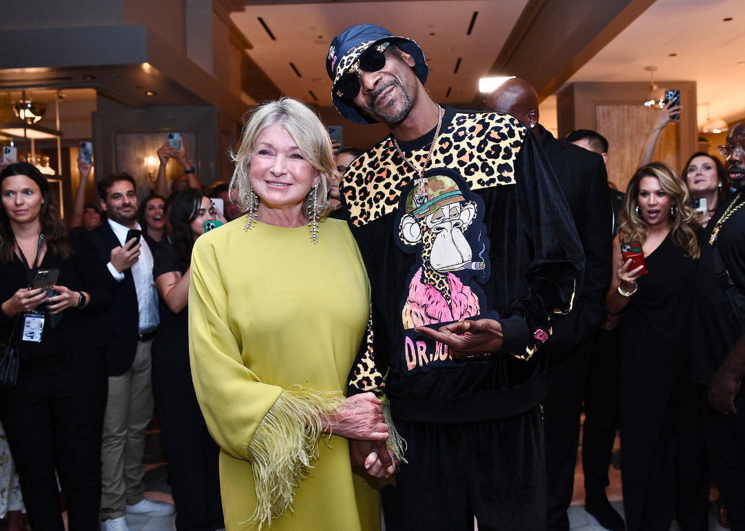 Martha Stewart and Snoop Dogg pose for a picture at the grand opening of The Bedford by Martha Stewart at Paris Las Vegas. 