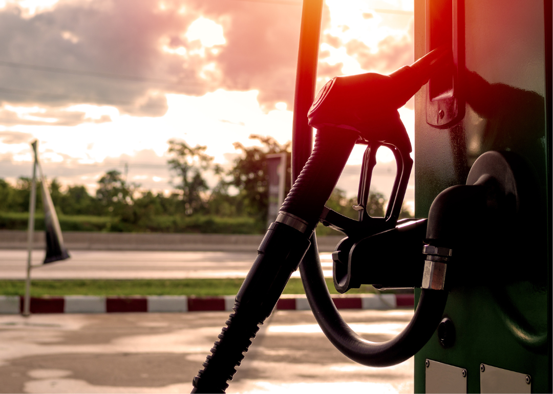 A gas nozzle at a gas station.