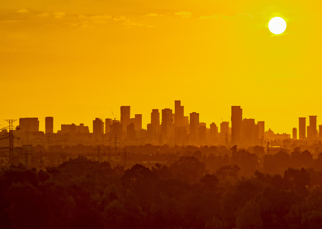 A heat wave over a city skyline