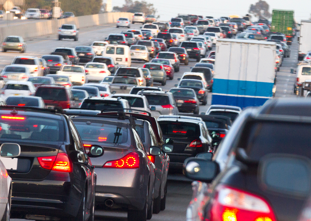 Bumper-to-bumper traffic on the highway.