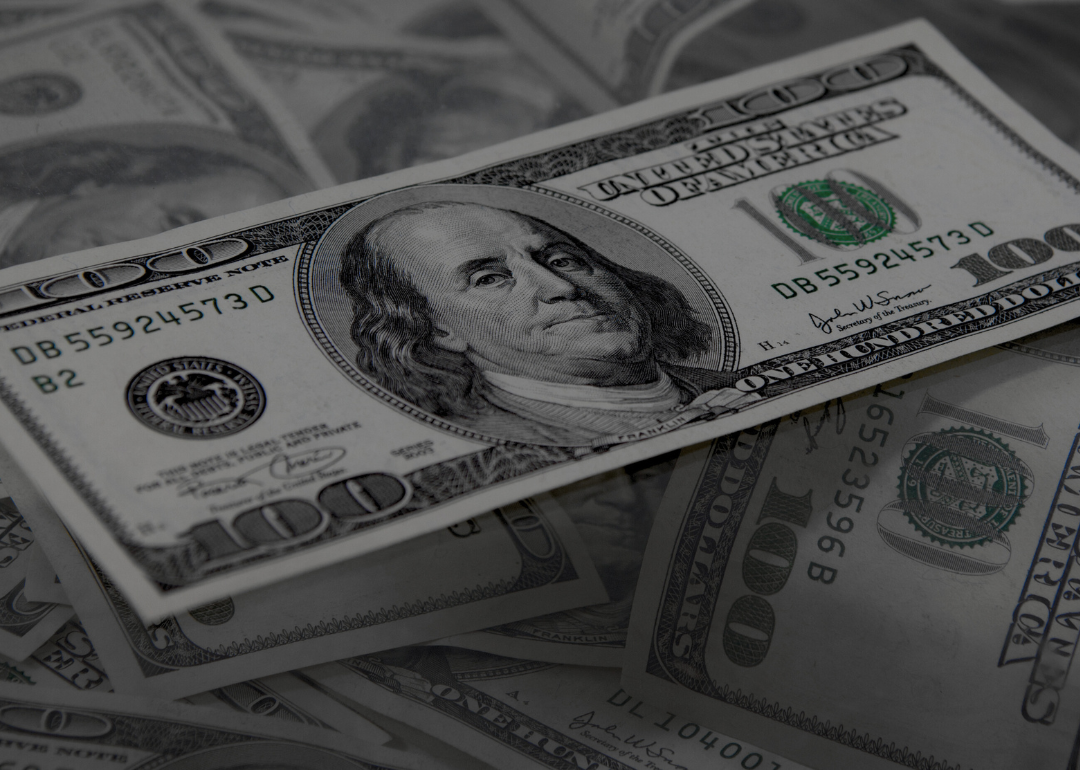 A close-up of hundred dollar bills.