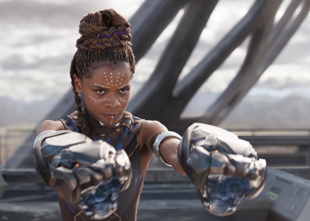 Letitia Wright in a scene from "Black Panther"