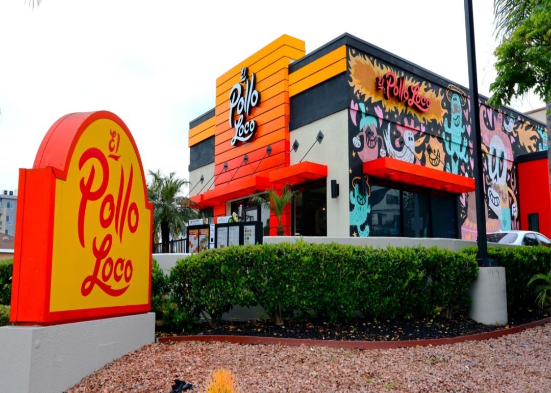 A colorful El Pollo Loco location as seen from outside.
