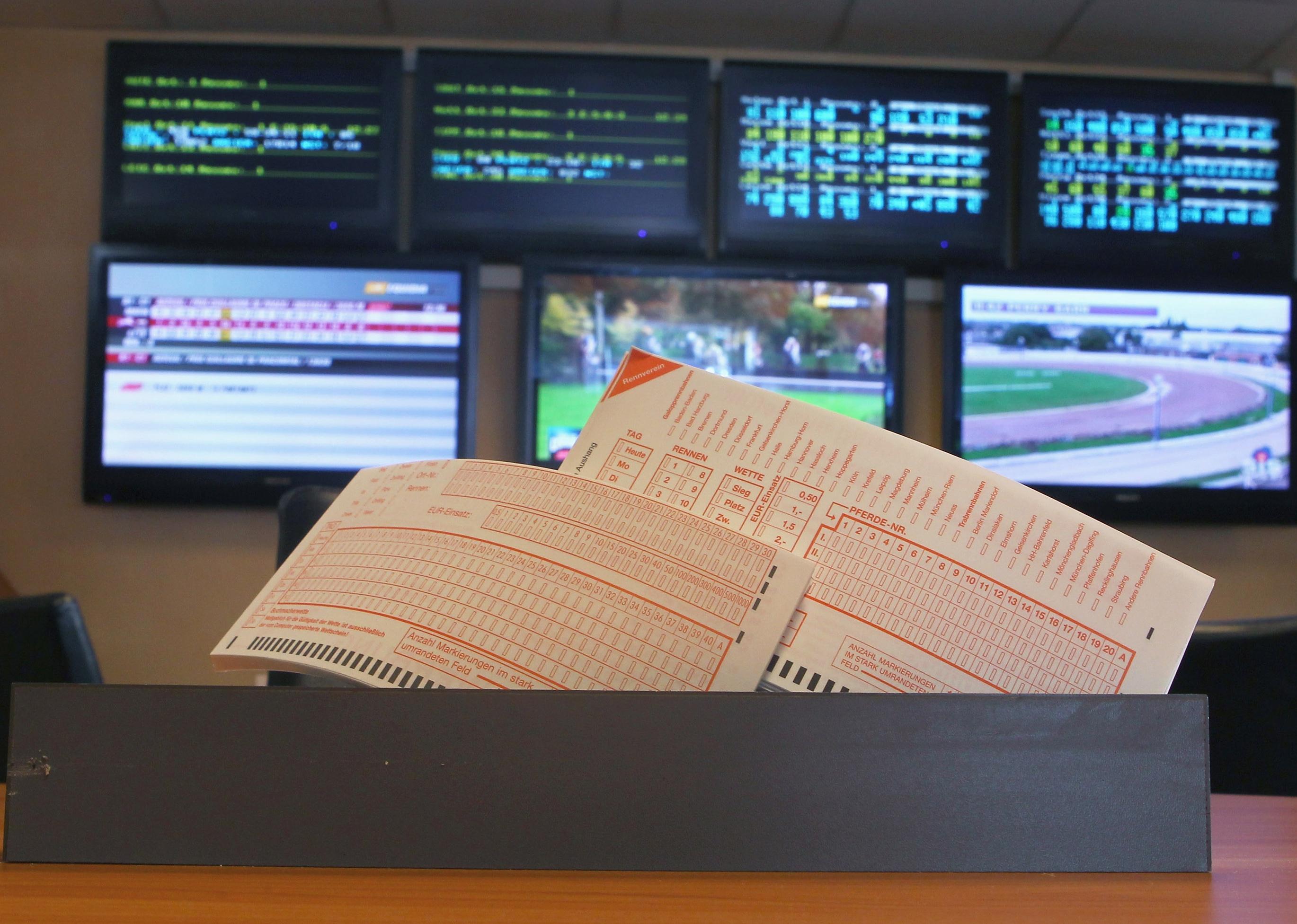 Betting slips in a sports betting office