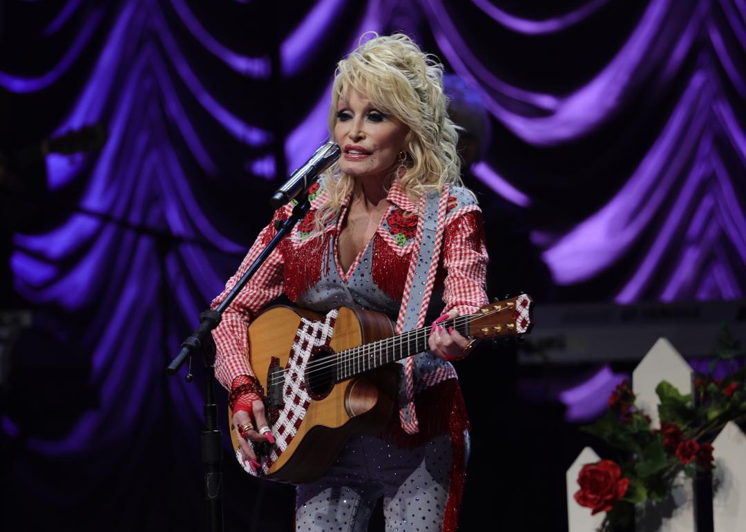Dolly Parton performs on stage at ACL Live