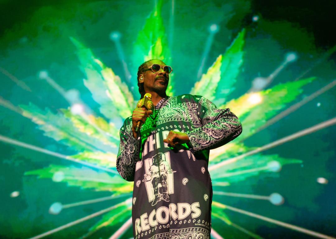 Snoop Dogg performs on stage at The OVO Hydro in 2023.