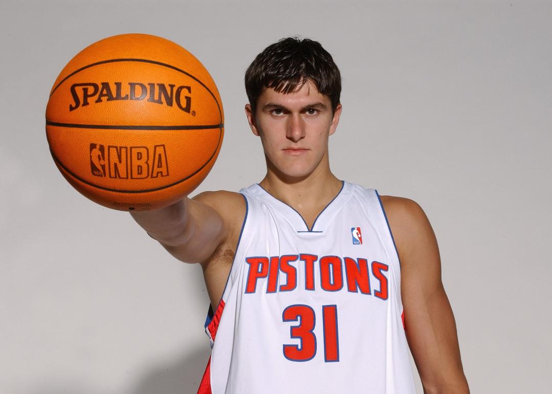 Darko Miličić #31 of the Detroit Pistons during NBA Media Day.