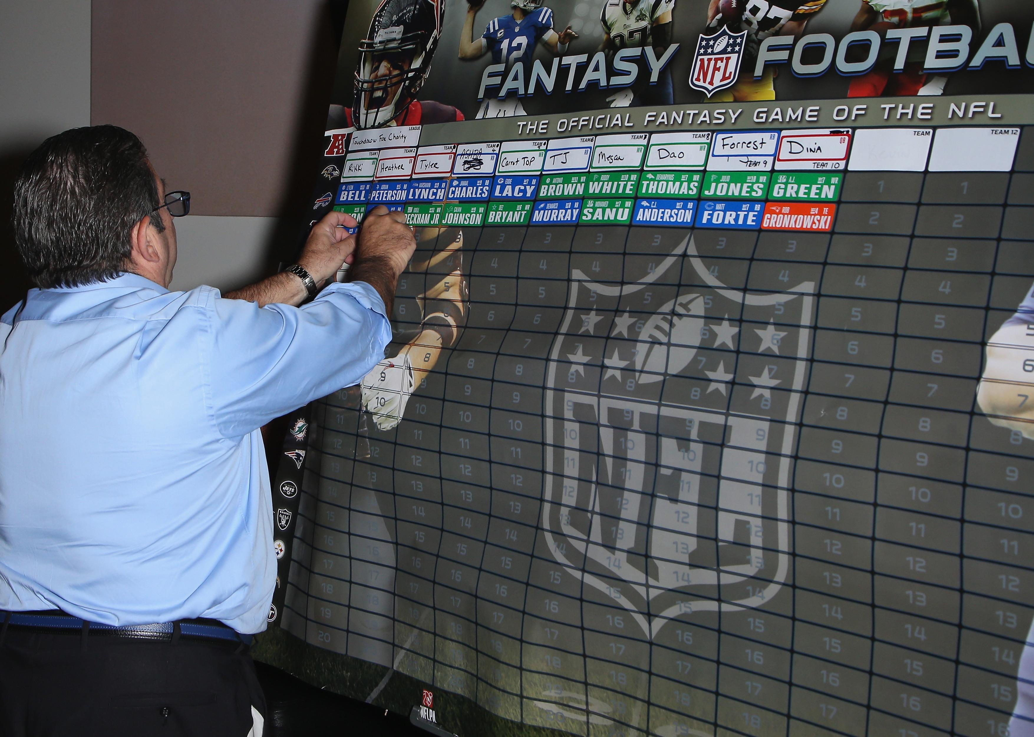 Touchdown for Charity's celebrity fantasy football draft board.