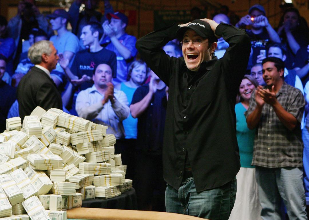 Jamie Gold reacts as he wins the World Series of Poker.