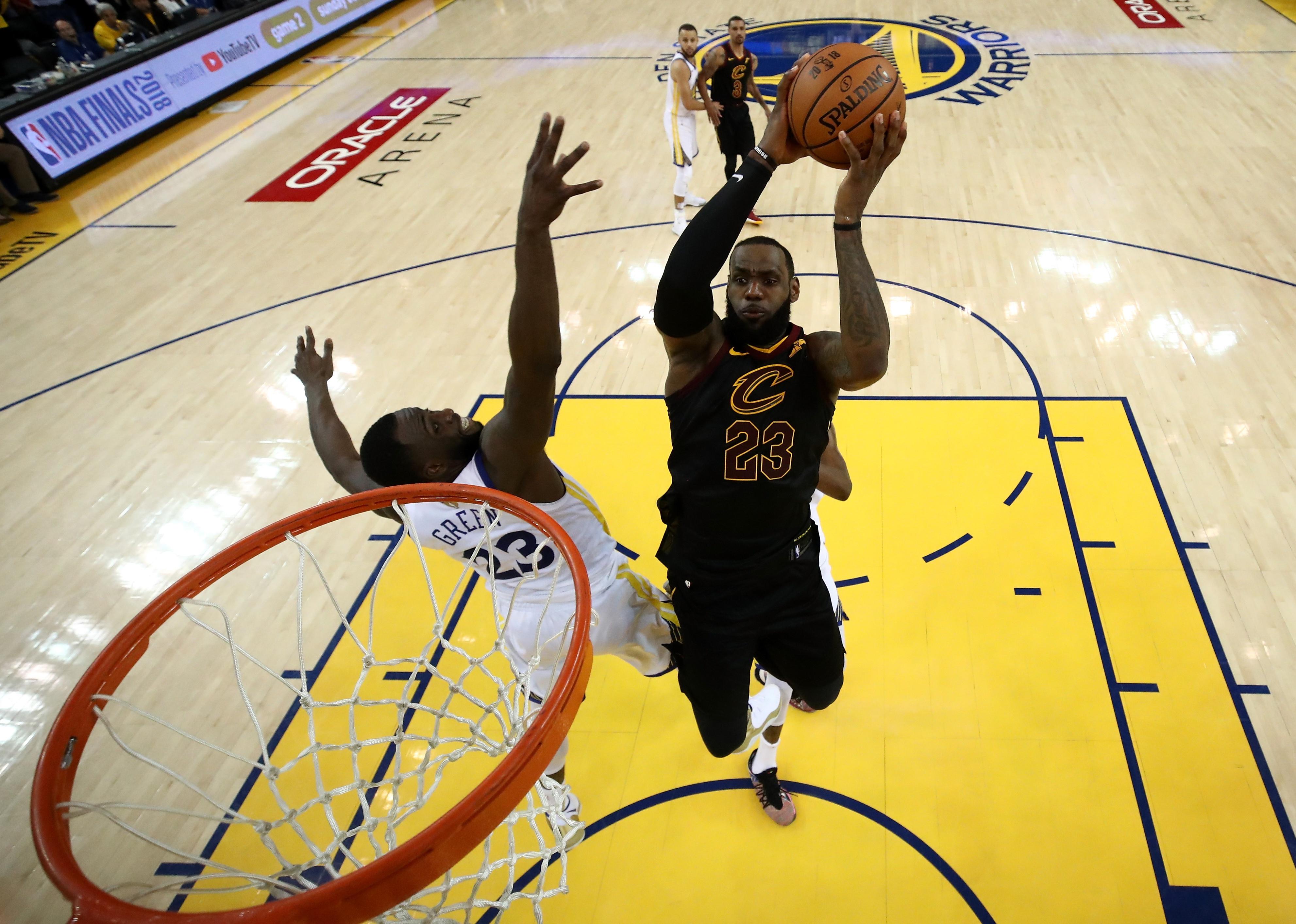 LeBron James of the Cleveland Cavaliers attempts a layup