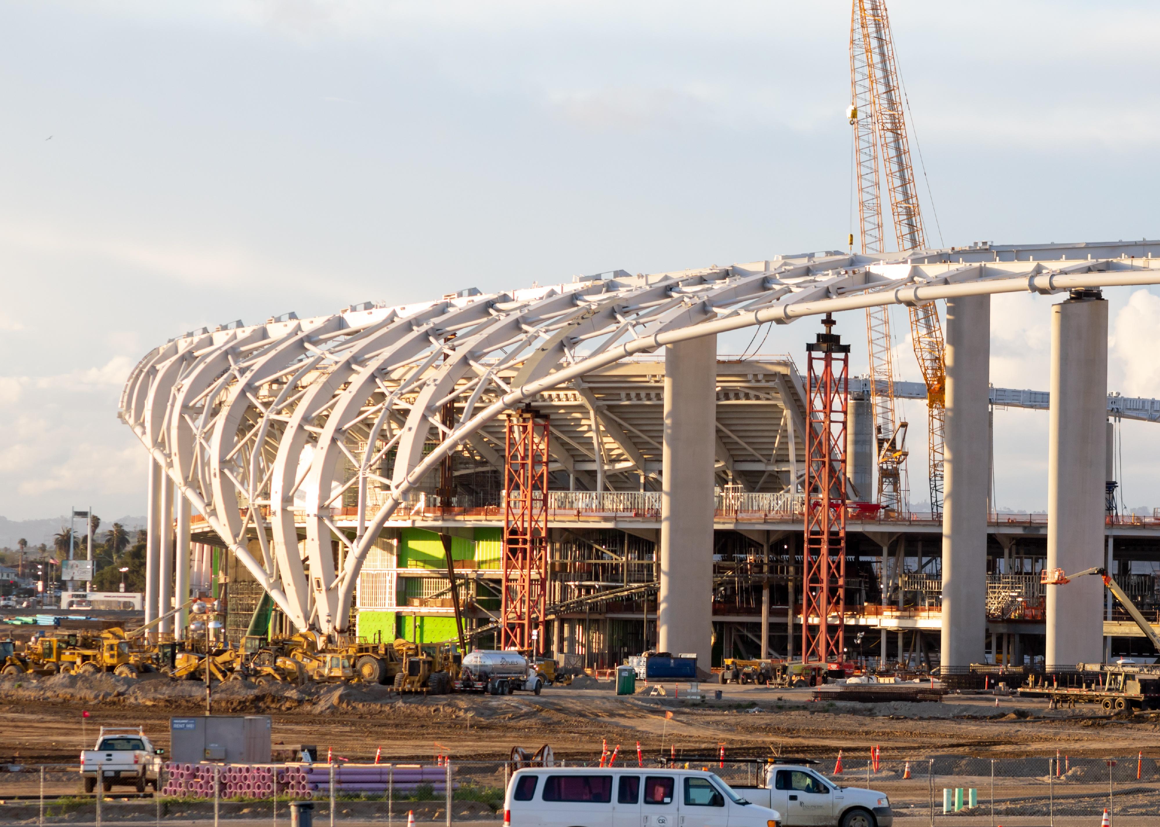 Construction of the Los Angeles stadium.