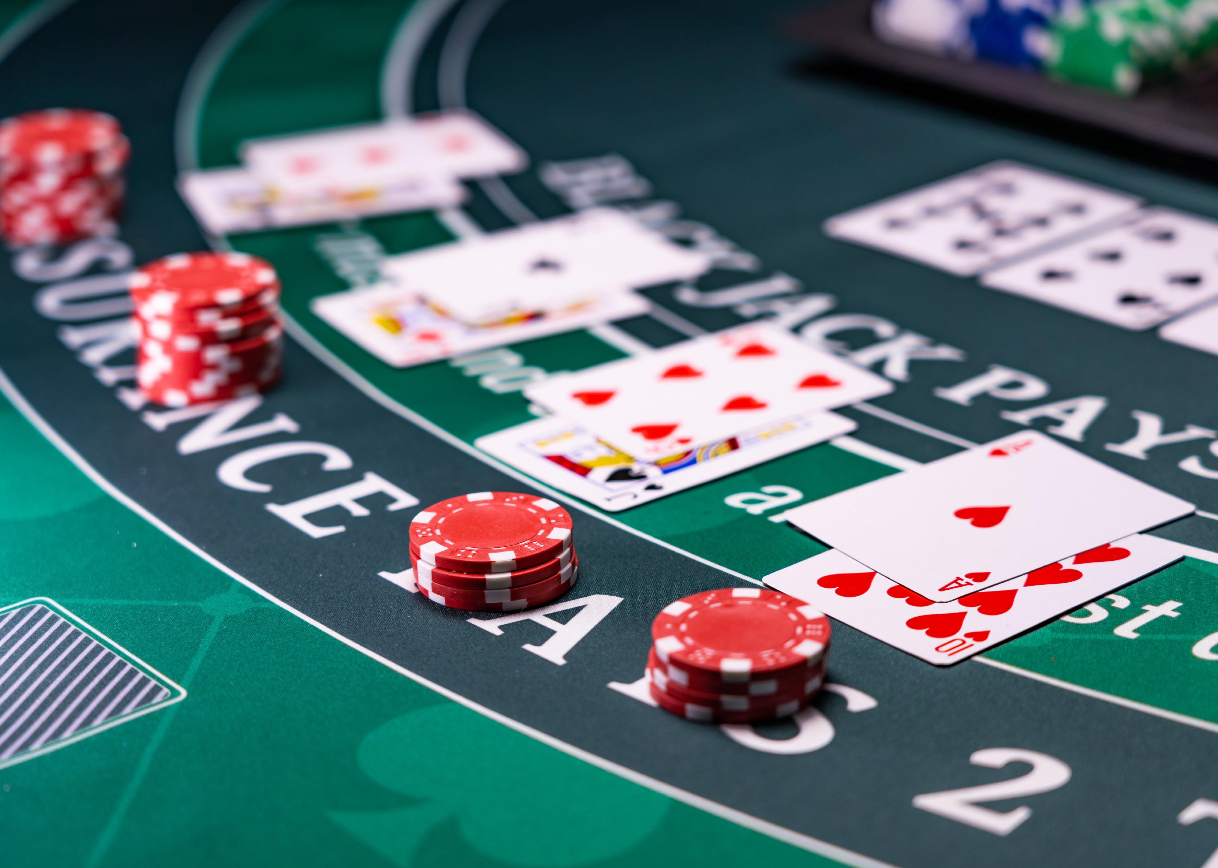 A casino Blackjack table.