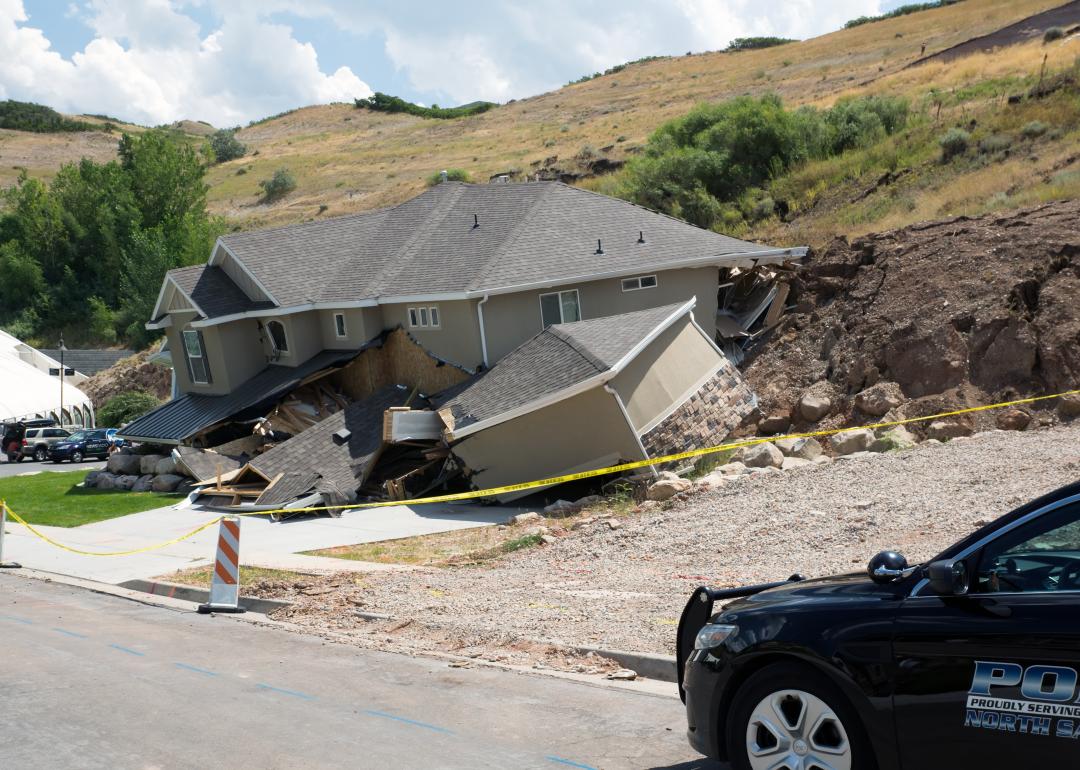 Home destroyed by a landslide.