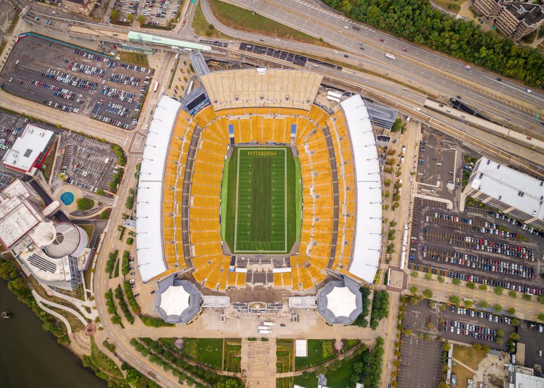 Aerial view of Heinz Field stadium located in the Pittsburgh.