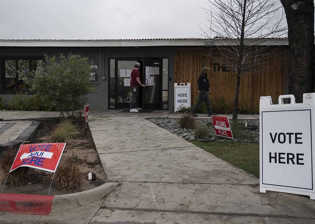 A voting site is seen within the SpaceX projects area in Brownsville, Texas, on May 3, 2025.