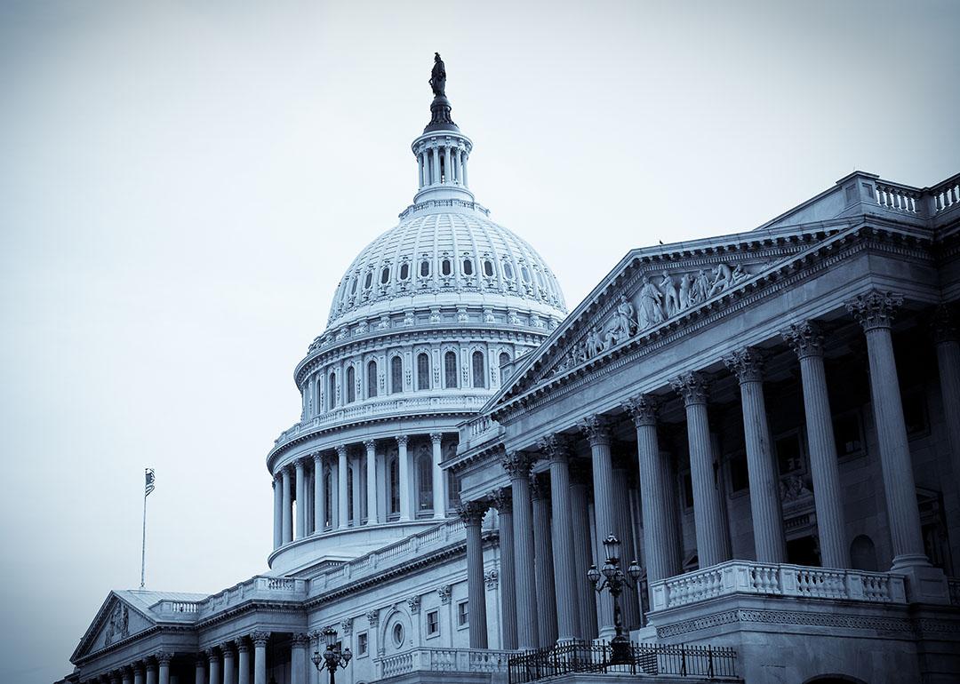 U.S. capitol building in grayscale colors.