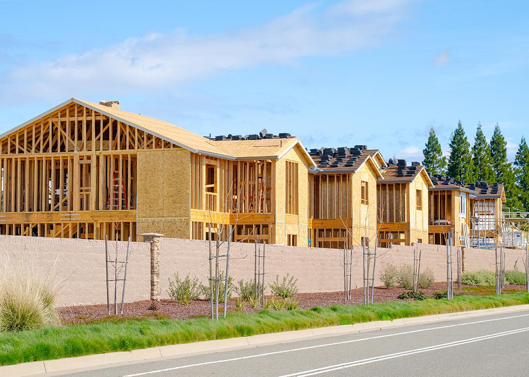 Single family homes under construction.