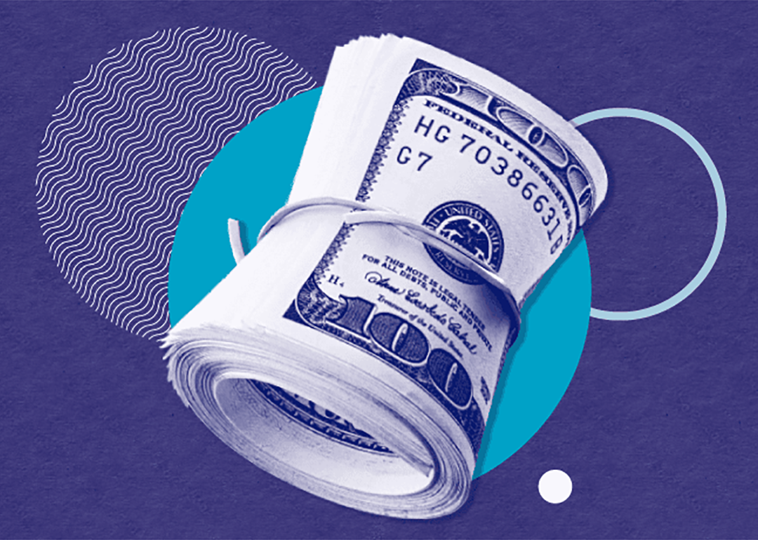 Custom illustration showing cash rolled up with a band.