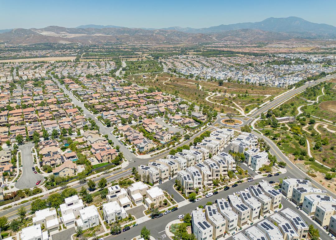 Aerial view of Irvine Great Park Village in Irvine, California.