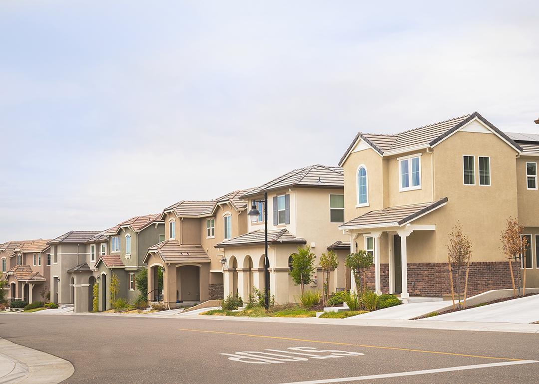 A row of double story suburban homes.
