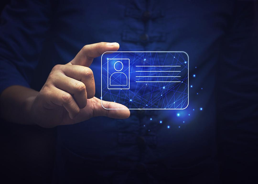 Person holding a virtual ID.
