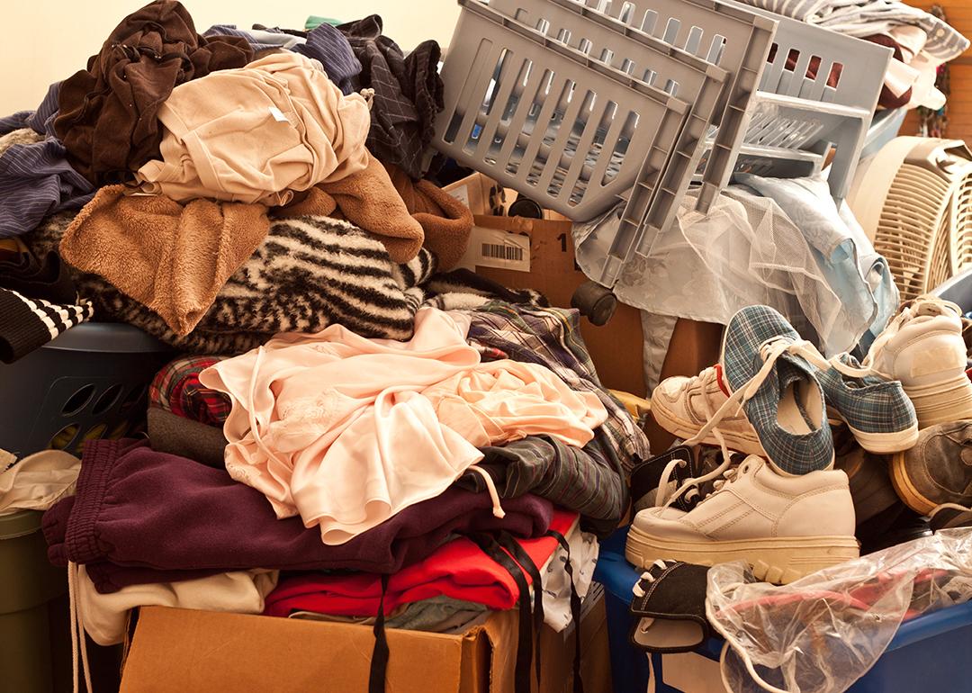 Pile of miscellaneous items in a room.