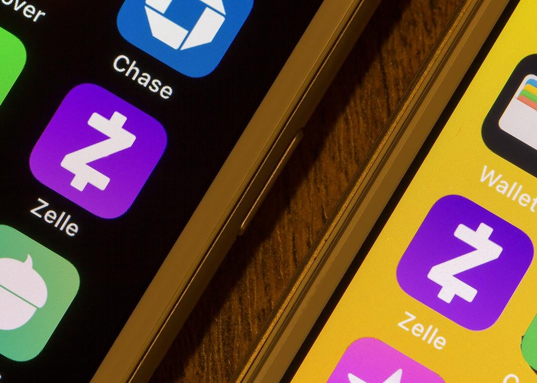 Zelle mobile app icons on smartphones.