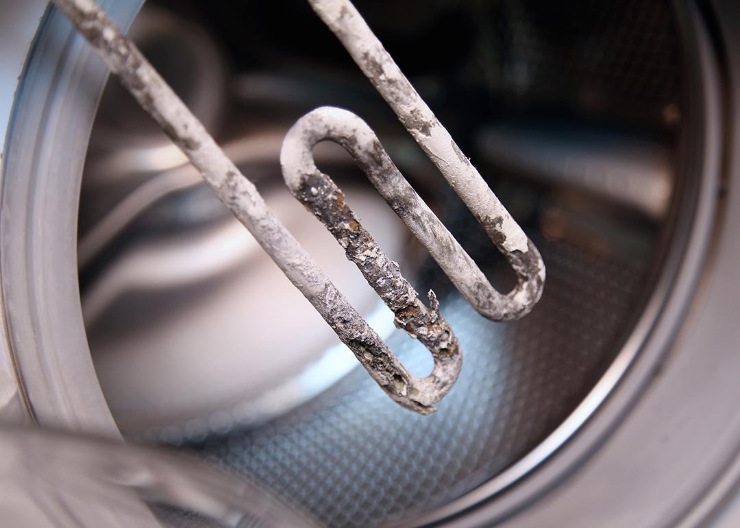 Electric heater from washing machine aged by hard water.