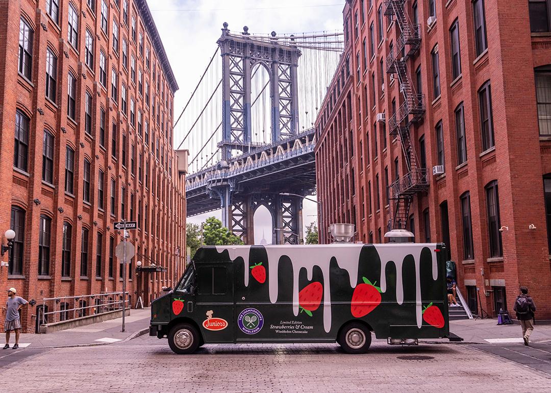 Former tennis pro, John Isner, brought the flavour of The Championships, Wimbledon, to New York, in a food truck serving strawberries and cream mini cheesecakes.