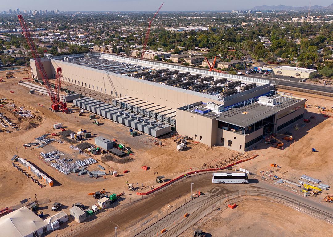 An aerial view of the QTS Data center under construction in Phoenix, Arizona.