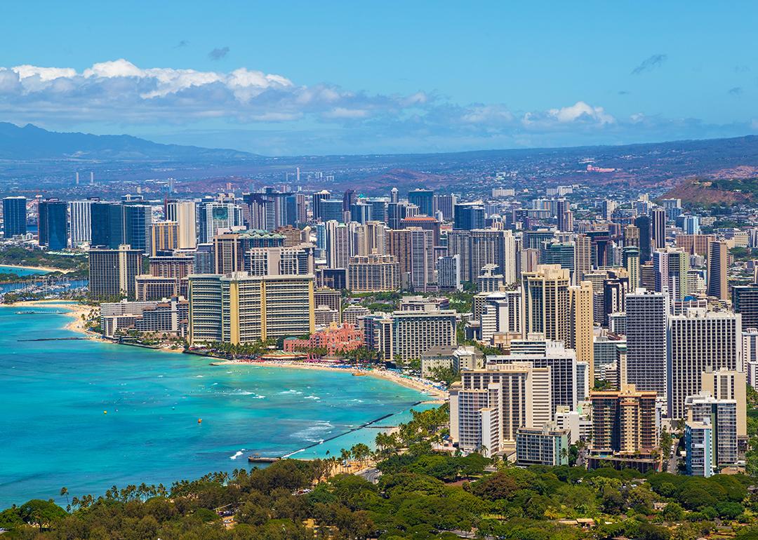 Skyline of Honolulu City, Hawaii.