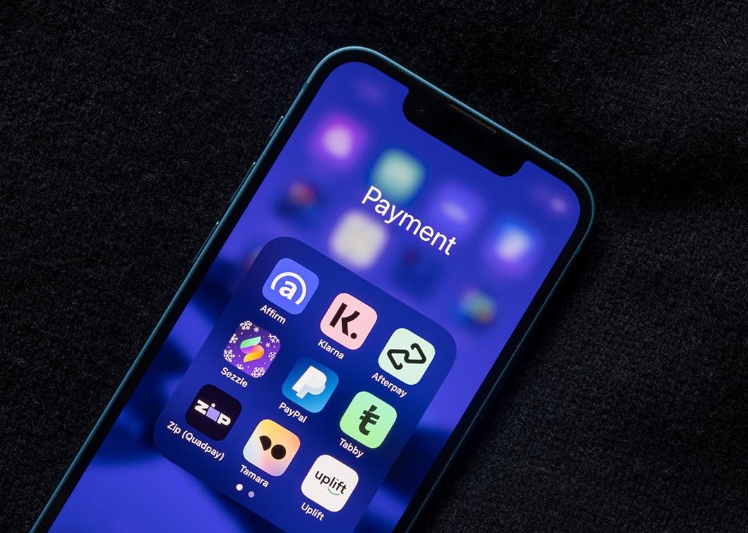 Smartphone showing Buy Now, Pay Later apps.