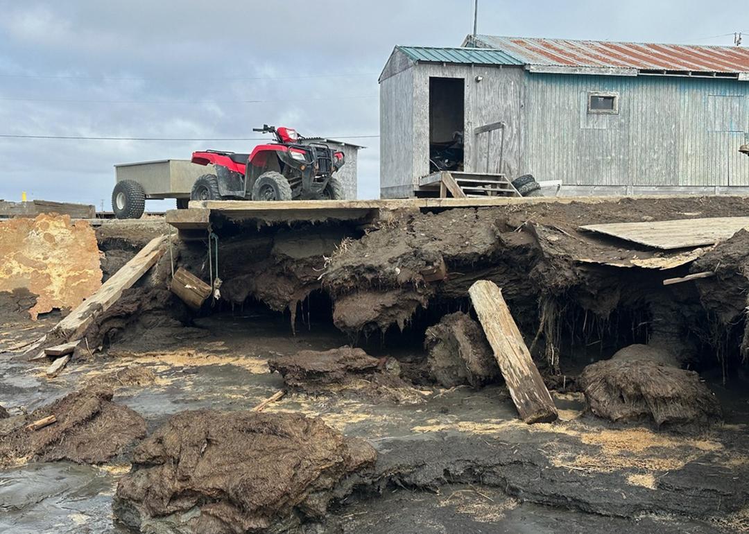 In the Alaskan village of Kipnuk, 4 miles from the Bering Sea, erosion is rapidly eating away the banks of the Kugkaktlik River.