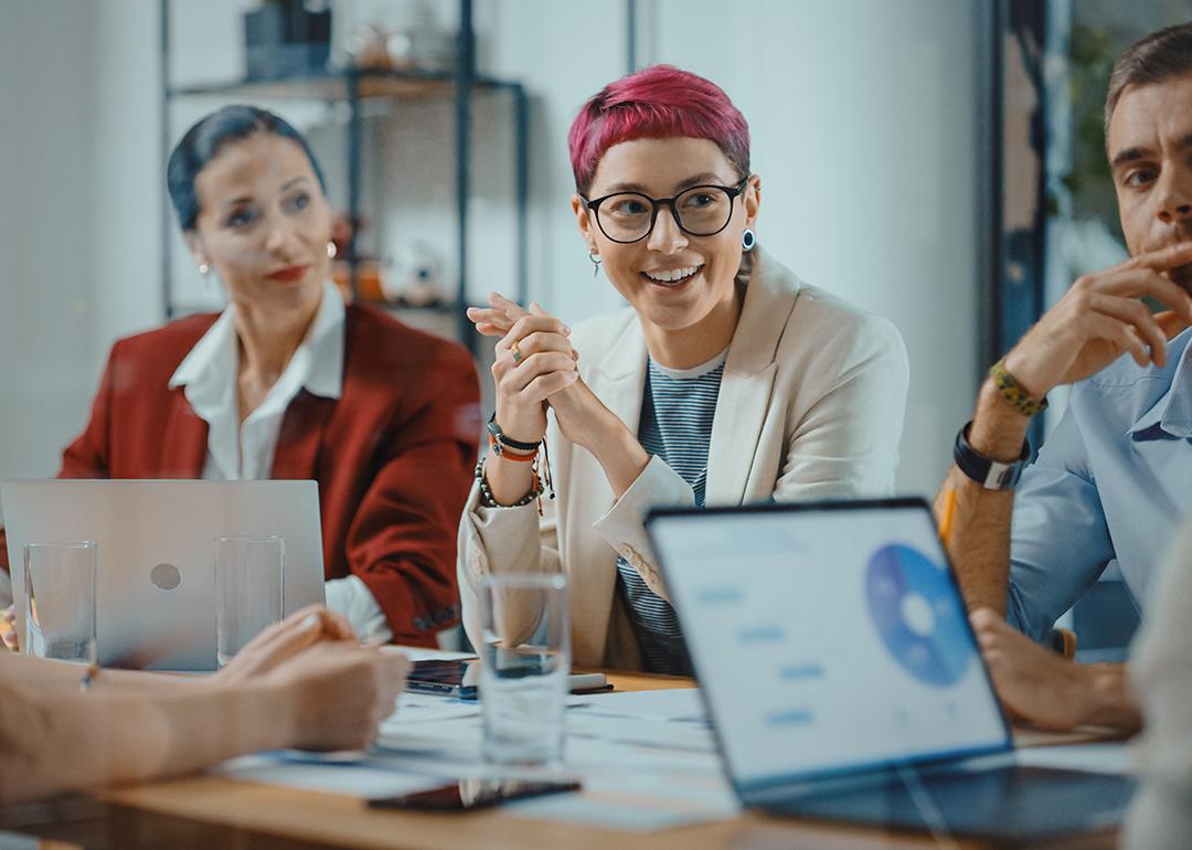 A business team having a meeting at the office.