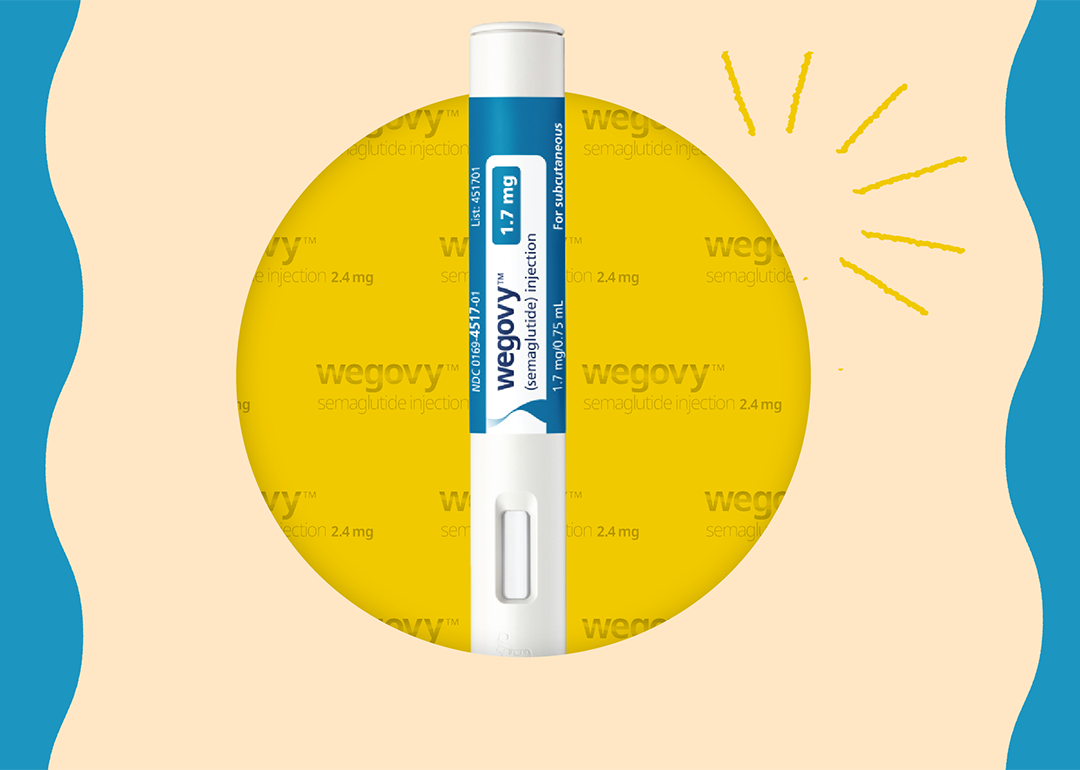 A Wegovy pen against a sunny concept background.