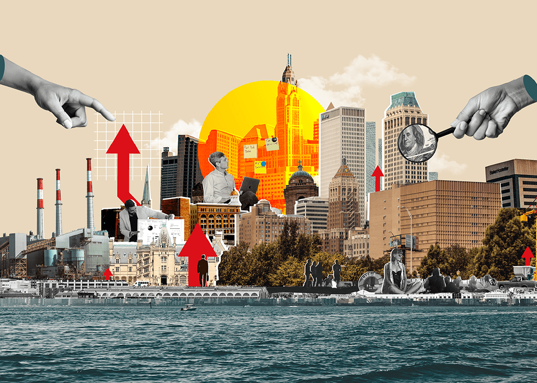 Custom illustration of housing markets and states where people want to move in.