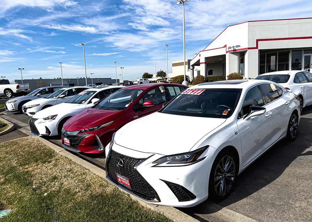 Row of used cars for sale.