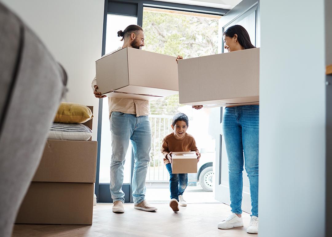 A family moving into their new home.