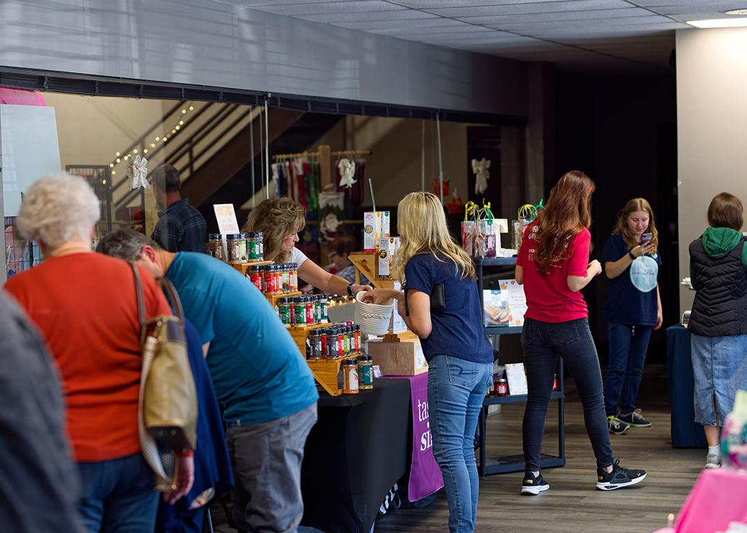 A pre-Christmas market full of handmade products manufactureres and customers in Holland, Ohio.