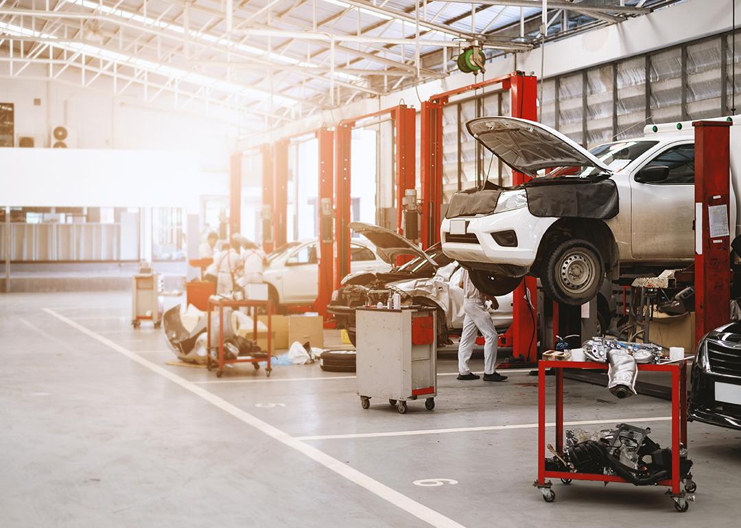 A car repair station.