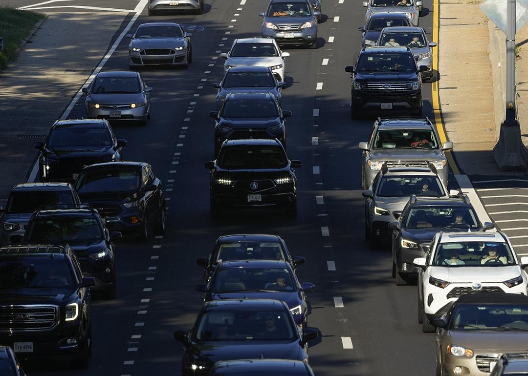 Traffic moves along Interstate 395 in Washington, DC.