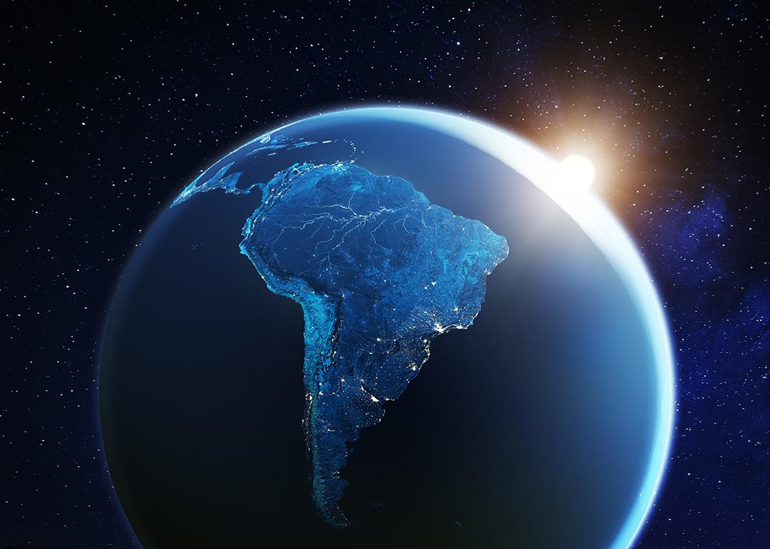 South America as viewed from space.