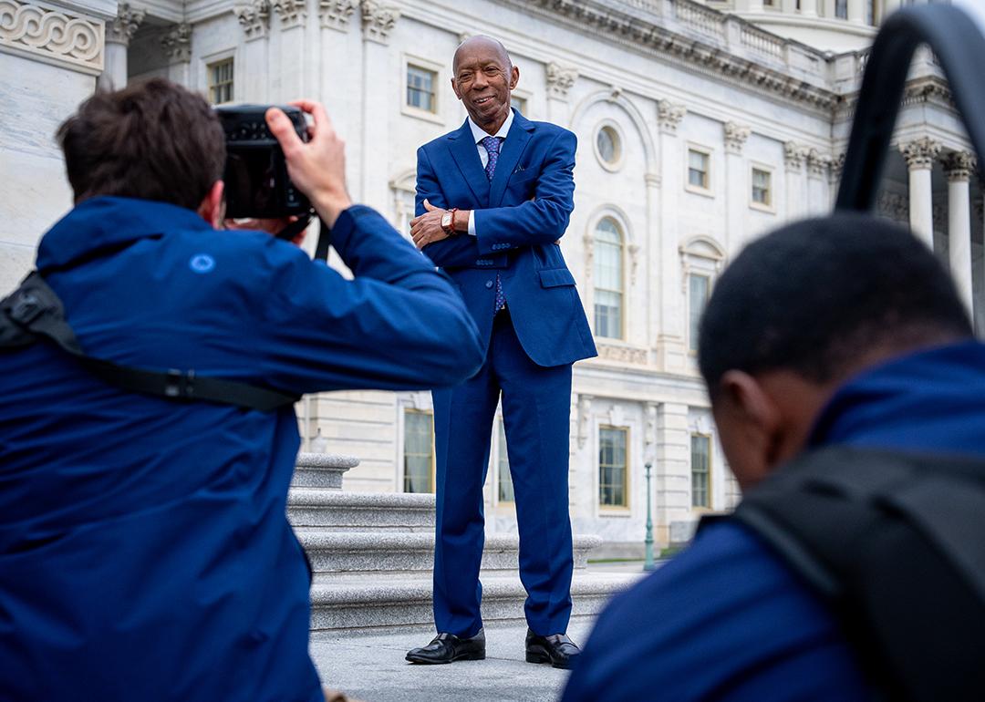 Representative-elect Sylvester Turner (D-TX) poses for a photograph on the steps of the House of Representatives in Washington, DC.